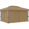 Discount Paviljong med draperi 4x3 m taupe aluminium - Partytält & paviljoner Tält & Lusthus