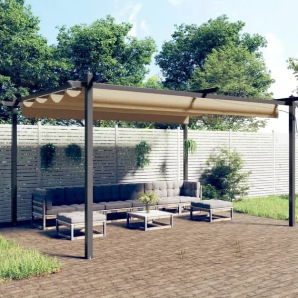 vidaXL Paviljong med infällbart tak 4x3 m taupe - Partytält & paviljoner