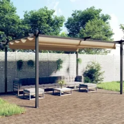 vidaXL Paviljong med infällbart tak 4x3 m taupe - Partytält & paviljoner