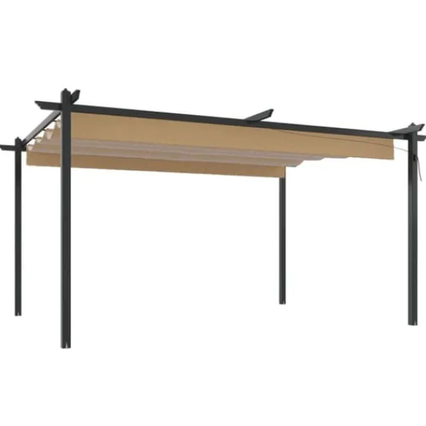 vidaXL Paviljong med infällbart tak 4x3 m taupe - Partytält & paviljoner