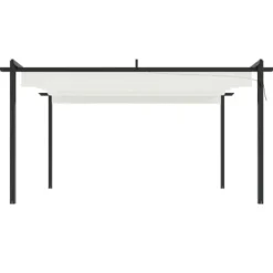 Best Paviljong med infällbart tak 4x3 m gräddvit - Partytält & paviljoner Valvbågar, Spaljéer, Bersåer & Pergolor