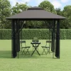 vidaXL Paviljong med sidoväggar antracit 300x300x270 cm stål - Partytält & paviljoner
