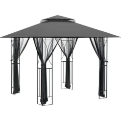 vidaXL Paviljong med sidoväggar antracit 300x300x270 cm stål - Partytält & paviljoner