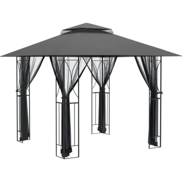 vidaXL Paviljong med sidoväggar antracit 300x300x270 cm stål - Partytält & paviljoner