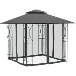 vidaXL Paviljong med sidoväggar antracit 300x300x270 cm stål - Partytält & paviljoner