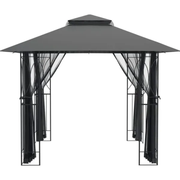 vidaXL Paviljong med sidoväggar antracit 300x300x270 cm stål - Partytält & paviljoner