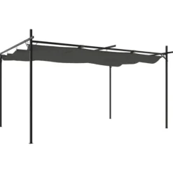 vidaXL Pergola med infällbart tak antracit 395x292x230 cm - Partytält & paviljoner