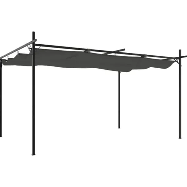 vidaXL Pergola med infällbart tak antracit 395x292x230 cm - Partytält & paviljoner