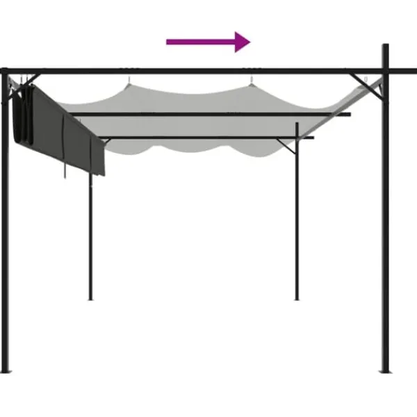 vidaXL Pergola med infällbart tak antracit 395x292x230 cm - Partytält & paviljoner