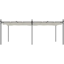Outlet Pergola med infällbart tak gräddvit 589x292x230 cm - Partytält & paviljoner Valvbågar, Spaljéer, Bersåer & Pergolor