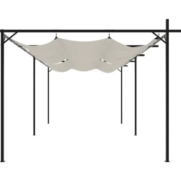 Outlet Pergola med infällbart tak gräddvit 589x292x230 cm - Partytält & paviljoner Valvbågar, Spaljéer, Bersåer & Pergolor