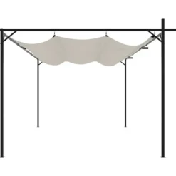 Discount Pergola med infällbart tak gräddvit 395x292x230 cm - Partytält & paviljoner Valvbågar, Spaljéer, Bersåer & Pergolor