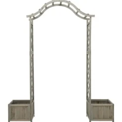 Sale Pergola med odlingslåda grå massivt granträ - Bersåer, spaljéer & pergolor Valvbågar, Spaljéer, Bersåer & Pergolor