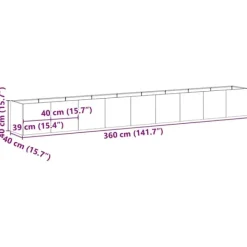 vidaXL Planteringskärl rostig 360x40x40 cm väderbeständigt stål