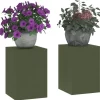 vidaXL Plantställ Set om 2 Olivgrön Kallvalsat stål 24 x 24 x 35 cm