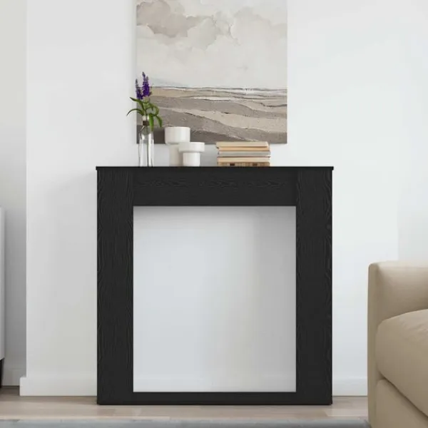 Öppen spis infattning svart ek 100x20x100 cm konstruerat trä Öppna Spisar