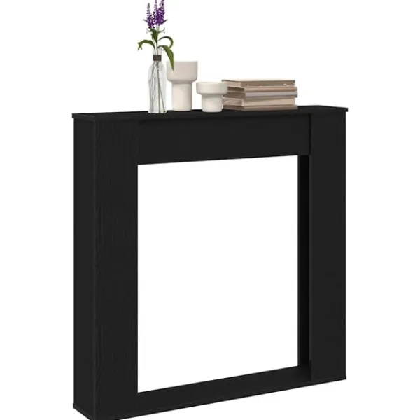 Öppen spis infattning svart ek 100x20x100 cm konstruerat trä Öppna Spisar