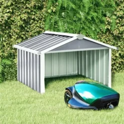 vidaXL Skjul för robotgräsklippare 92x97x63 cm galvaniserat stål grå - Förråd & Redskapsbodar
