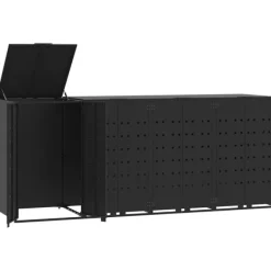 Clearance Skjul för sopkärl för 4 platser svart 276x79x117 cm stål Skjul, Garage & Carports