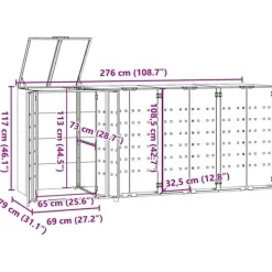 Clearance Skjul för sopkärl för 4 platser svart 276x79x117 cm stål Skjul, Garage & Carports