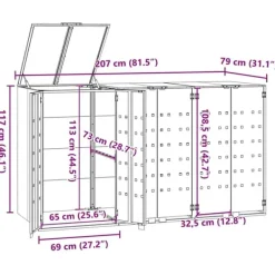 Clearance Skjul för sopkärl för 3 platser svart 207x79x117 cm stål Skjul, Garage & Carports