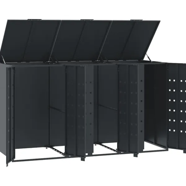 vidaXL Skjul för sopkärl för 3 platser antracit 207x79x117 cm stål
