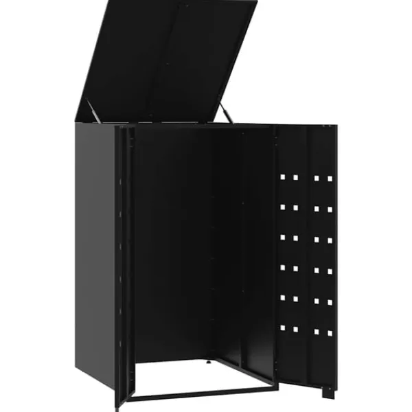 Best Skjul för sopkärl svart 69x79x117 cm stål Skjul, Garage & Carports