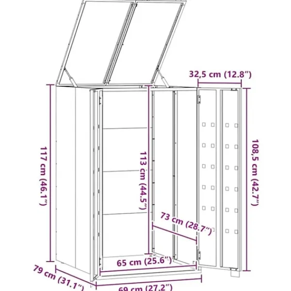 Best Skjul för sopkärl svart 69x79x117 cm stål Skjul, Garage & Carports
