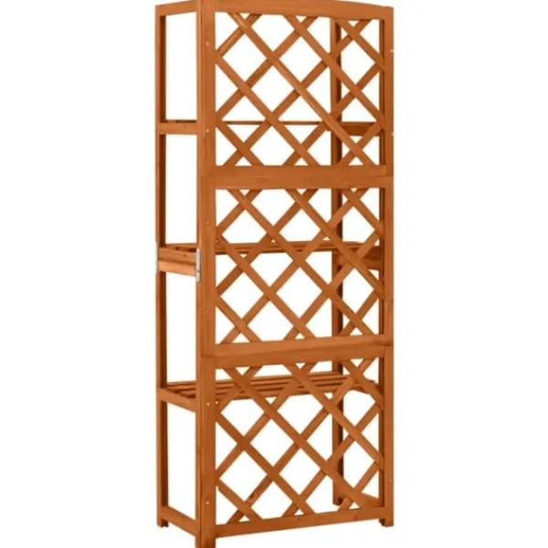 vidaXL Spaljé med hyllor 55x30x140 cm massivt granträ - Bersåer, spaljéer & pergolor