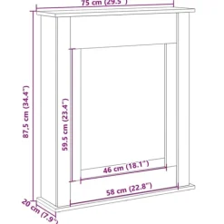 Sale Spiselkrans betonggrå 75x20x87,5 cm konstruerat trä Öppna Spisar