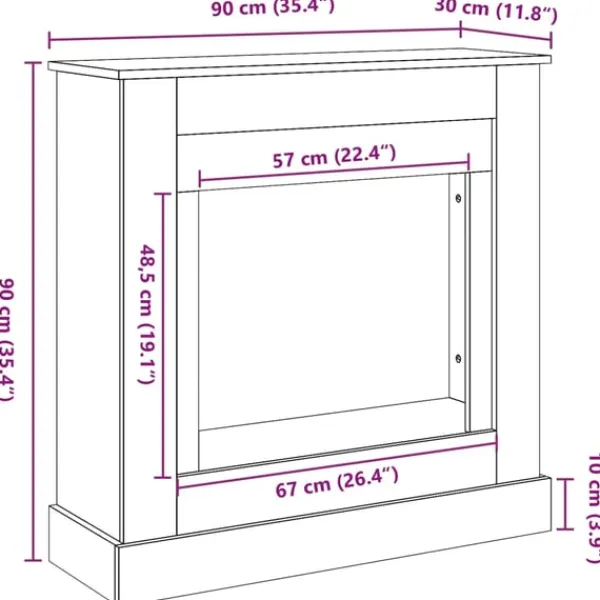 New Spiselkrans betonggrå 90x30x90 cm konstruerat trä Öppna Spisar