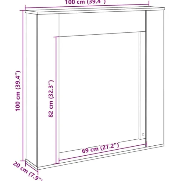 Best Spiselkrans betonggrå 100x20x100 cm konstruerat trä Öppna Spisar