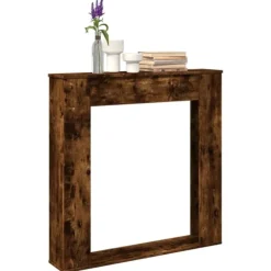 Clearance Spiselkrans rökfärgad ek 100x20x100 cm konstruerat trä Öppna Spisar
