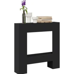 Online Spiselkrans svart 81x18x82 cm konstruerat trä Öppna Spisar