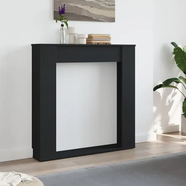 Clearance Spiselkrans svart 100x20x100 cm konstruerat trä Öppna Spisar