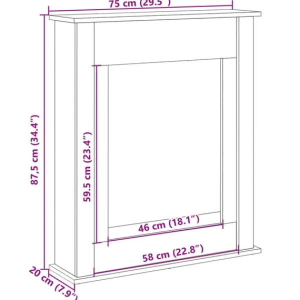 vidaXL Spiselkrans vit 75x20x87,5 cm konstruerat trä