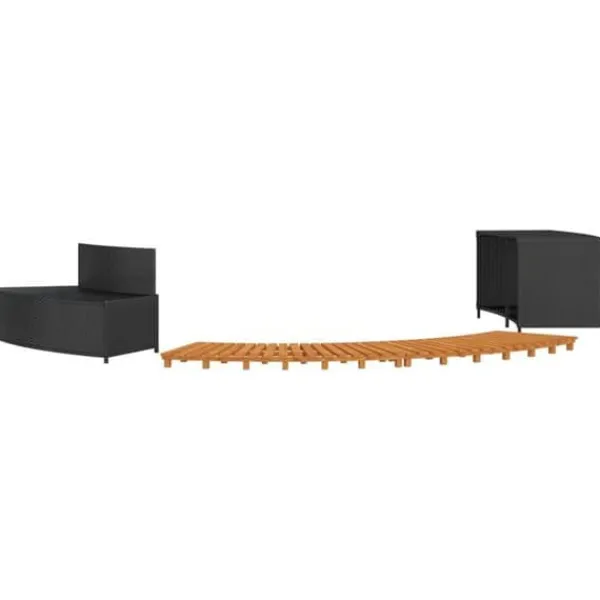 Sale Svart badkarstativ i flätad resin, massiv akaciaträ, spabad, spaanläggning i resin 362259 Spa & Utomhusbad