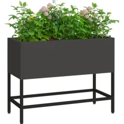 Hot Svart Metall 60 x 26 x 45 cm Krukor Metallkruka Rektangulär Krukor & Växtbehållare