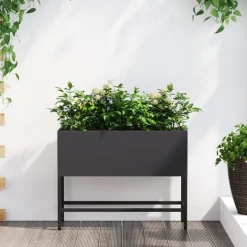 Hot Svart Metall 60 x 26 x 45 cm Krukor Metallkruka Rektangulär Krukor & Växtbehållare