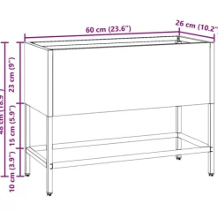 Hot Svart Metall 60 x 26 x 45 cm Krukor Metallkruka Rektangulär Krukor & Växtbehållare