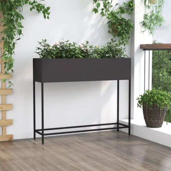 Sale Svart Metall Stor Krukor Metallkruka Rektangulär Modern Krukor & Växtbehållare