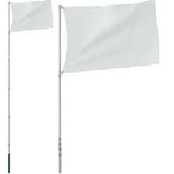 vidaXL Teleskopisk flaggstång silver 5,55 m aluminium