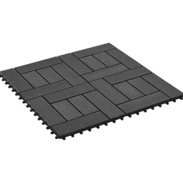 vidaXL Terrassbricka 11 st WPC 30x30 cm 1 m² Svart