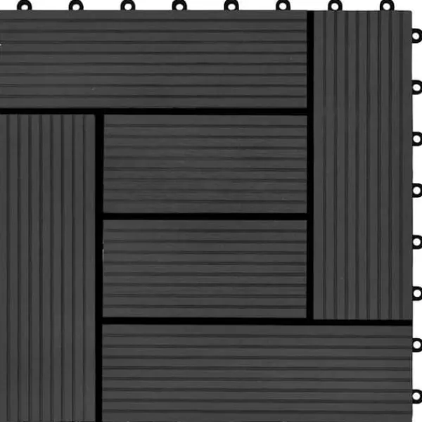 vidaXL Terrassbricka 11 st WPC 30x30 cm 1 m² Svart