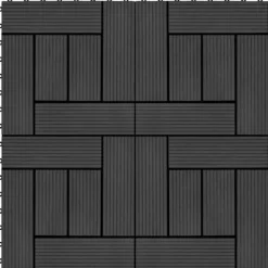 vidaXL Terrassbricka 11 st WPC 30x30 cm 1 m² Svart