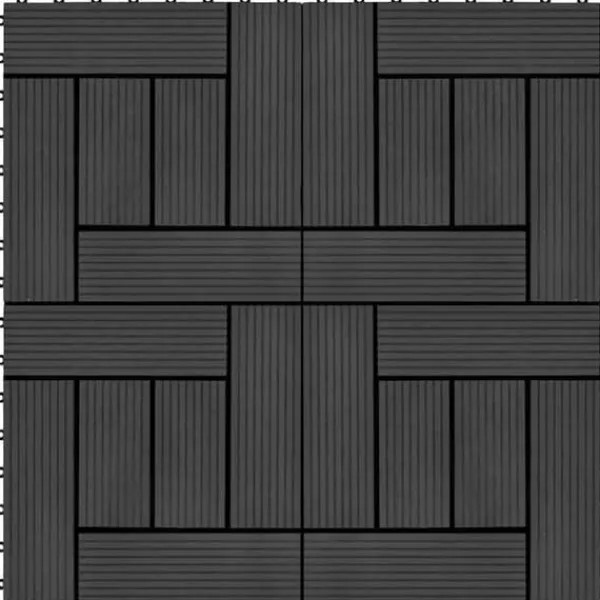 vidaXL Terrassbricka 11 st WPC 30x30 cm 1 m² Svart