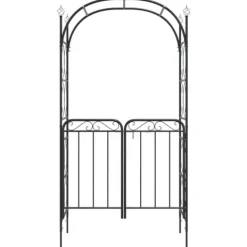 Sale Trädgårdsbåge med grind svart 108x45x235 cm stål - Bersåer, spaljéer & pergolor Valvbågar, Spaljéer, Bersåer & Pergolor