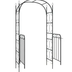Sale Trädgårdsbåge med grind svart 108x45x235 cm stål - Bersåer, spaljéer & pergolor Valvbågar, Spaljéer, Bersåer & Pergolor