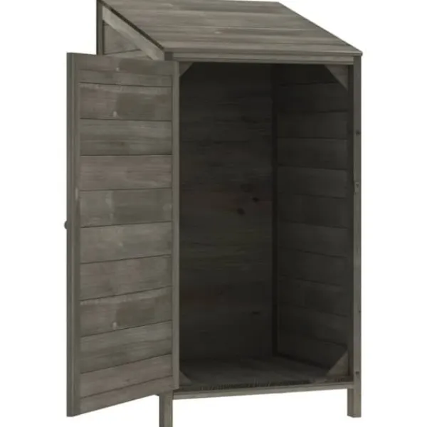 Outlet Trädgårdsbod antracit 55x52x112 cm massivt granträ - Förråd & Redskapsbodar Skjul, Garage & Carports