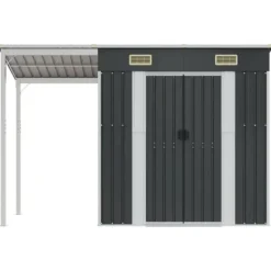 vidaXL Trädgårdsbod med förlängt tak antracit 277x110,5x181 cm stål - Förråd & Redskapsbodar